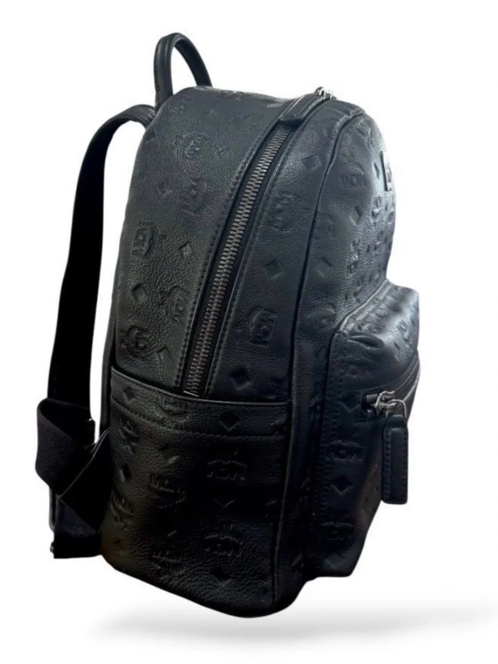 MCM Black Visetos Embossed Mini Backpack